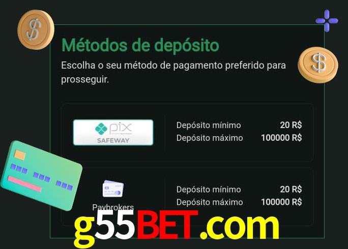 O cassino g55bet.com oferece uma grande variedade de métodos de pagamento